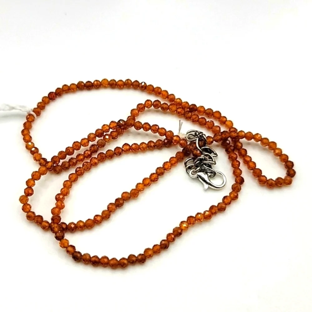 Natural Hessonite Garnet 49 Cts Round Faceted Gemstone Beaded 20